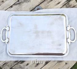 05L12 Vintage Silver Plated Serving Tray In Louis XVI Style With Ribbons