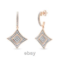 0.04 Carat Round Cut Diamond Earrings in 10K Rose Gold Plated Sterling Silver