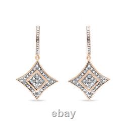 0.04 Carat Round Cut Diamond Earrings in 10K Rose Gold Plated Sterling Silver