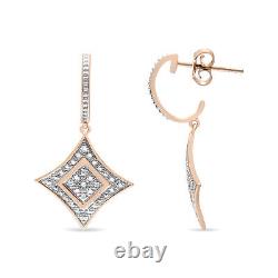 0.04 Carat Round Cut Diamond Earrings in 10K Rose Gold Plated Sterling Silver