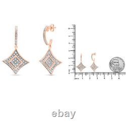 0.04 Carat Round Cut Diamond Earrings in 10K Rose Gold Plated Sterling Silver