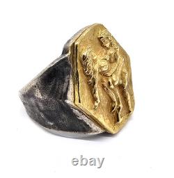 100 BC Ancient High Carat GOLD Silver Roman Greek Ring Erotic Motive Artifact