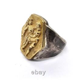 100 BC Ancient High Carat GOLD Silver Roman Greek Ring Erotic Motive Artifact