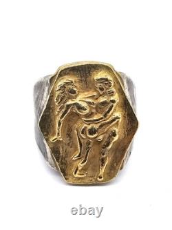 100 BC Ancient High Carat GOLD Silver Roman Greek Ring Erotic Motive Artifact