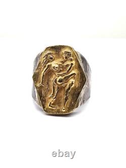 100 BC Ancient High Carat GOLD Silver Roman Greek Ring Erotic Motive Artifact