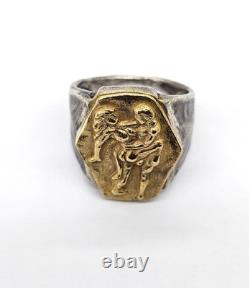 100 BC Ancient High Carat GOLD Silver Roman Greek Ring Erotic Motive Artifact