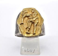 100 BC Ancient High Carat GOLD Silver Roman Greek Ring Erotic Motive Artifact