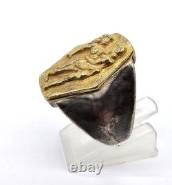 100 BC Ancient High Carat GOLD Silver Roman Greek Ring Erotic Motive Artifact
