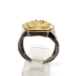 100 BC Ancient High Carat GOLD Silver Roman Greek Ring Erotic Motive Artifact