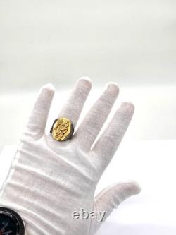 100 BC Ancient High Carat GOLD Silver Roman Greek Ring Erotic Motive Artifact