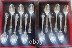 12 Antique German Silver Spoons In An Original Box