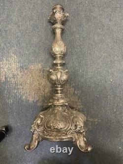 12 Inch Silver Plate Candlestick Base Candle Holder Fraget circa 1900 Warsaw
