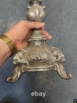 12 Inch Silver Plate Candlestick Base Candle Holder Fraget circa 1900 Warsaw