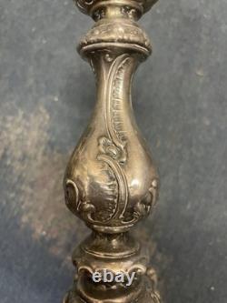 12 Inch Silver Plate Candlestick Base Candle Holder Fraget circa 1900 Warsaw
