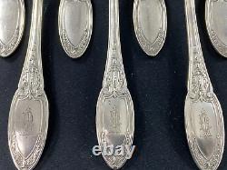 12 Large Silver Plated Empire Monogrammed ERCUIS Spoons And 12 Forks