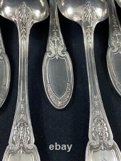 12 Large Silver Plated Empire Monogrammed ERCUIS Spoons And 12 Forks
