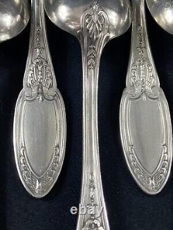 12 Large Silver Plated Empire Monogrammed ERCUIS Spoons And 12 Forks