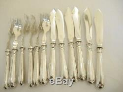 12 piece Antique Sterling Silver Plate Fish Cutlery Ornate Sea Monster Design