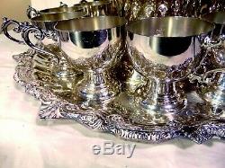 15pc Birmingham Silverplate Wedding Party Punch Bowl Set 12 Cups Tray Ladle
