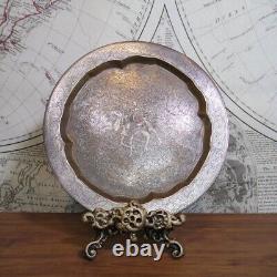 1800's MUGHAL Indo-Persian Brass & Silver Plate Painted in Polychrome Enamels