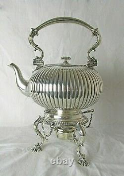 1873 English Elkington & Co Spirit Kettle Original Burner Holds 16 Cups