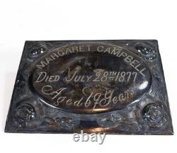 1877 Antique Victorian Silver Engraved COFFIN or CASKET PLAQUE