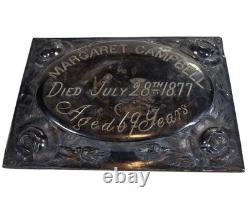 1877 Antique Victorian Silver Engraved COFFIN or CASKET PLAQUE