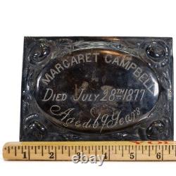 1877 Antique Victorian Silver Engraved COFFIN or CASKET PLAQUE