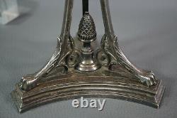 1880 Lackner Vienna Bronze Silver-plate Centerpiece Bowl Dish Tray Stand Griffin