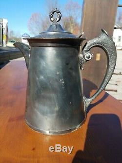 1890's Simmon's & Hammond's Root Beer Silver Plated Pitcher. Colonial Silver Co