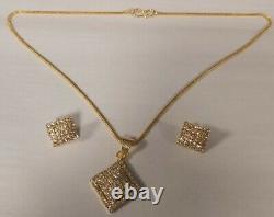 18 Karat Gold Plated Silver Semi-precious Zircon Stones Pendant Earrings Set