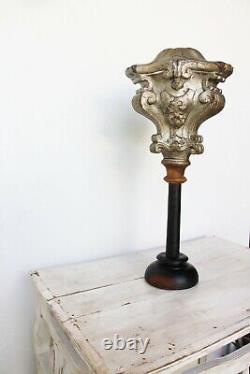18th Century, Baroque Silver Plated Wood Candlestick