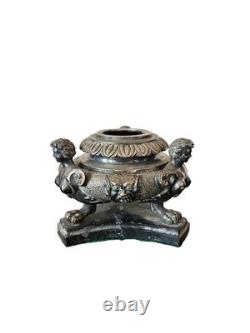 18th Century Grand Tour Silver Plated Bronze Inkwell Neoclassical Antique