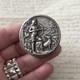 1900 Silver-Plated Metal Belt Buckle Signed BARGAS, Diana the Huntress