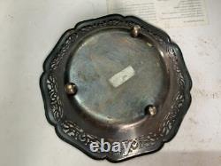 1900's Vintage Handcrafted Silver Plated Brass Round Jhali Cut Decorative Plate