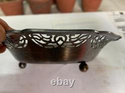 1900's Vintage Handcrafted Silver Plated Brass Round Jhali Cut Decorative Plate