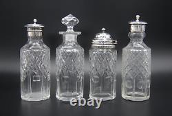 1900s Antique Harrison Fisher Silver Plated & Cut Glass Cruet Set