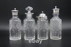 1900s Antique Harrison Fisher Silver Plated & Cut Glass Cruet Set
