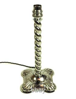 1920s Art Deco Silver Plated Barley-Twisted'Rare' Clam Shell Base Table Lamp