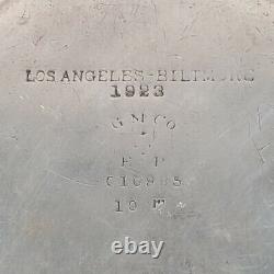 1923 Original Inaugural Silver Oval Tray Plate From Los Angels Hotel Biltimore