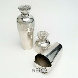1930's Silver Plate Napier Cockerel Rooster Individual Cocktail Shakers with Cup