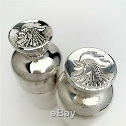 1930's Silver Plate Napier Cockerel Rooster Individual Cocktail Shakers with Cup