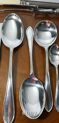 1930's VINERS SANDRINGHAM SILVER PLATED CUTLERY CANTEEN 53 piece OAK CASED