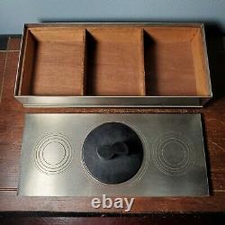 1930s Art Deco Chrome Plate Modernist Wood Lined/Slotted Cigarette Box Chase USA