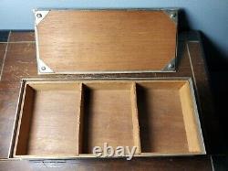 1930s Art Deco Chrome Plate Modernist Wood Lined/Slotted Cigarette Box Chase USA