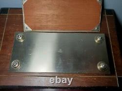 1930s Art Deco Chrome Plate Modernist Wood Lined/Slotted Cigarette Box Chase USA