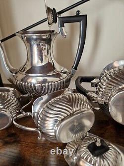 1930s SHEFIELD ENGLAND SILVER PLATED TEA COFFEE SET ORIGINAL BAKELITE HANDLES