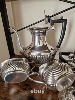 1930s SHEFIELD ENGLAND SILVER PLATED TEA COFFEE SET ORIGINAL BAKELITE HANDLES