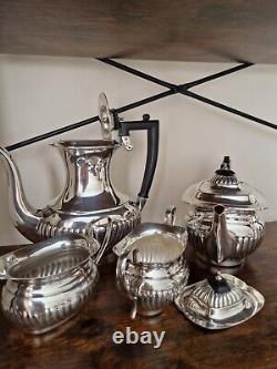 1930s SHEFIELD ENGLAND SILVER PLATED TEA COFFEE SET ORIGINAL BAKELITE HANDLES