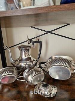 1930s SHEFIELD ENGLAND SILVER PLATED TEA COFFEE SET ORIGINAL BAKELITE HANDLES